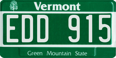 VT license plate EDD915