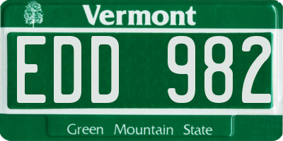 VT license plate EDD982
