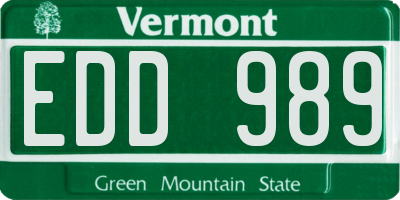 VT license plate EDD989