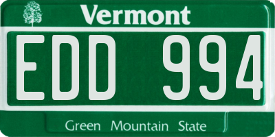 VT license plate EDD994
