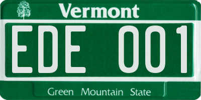 VT license plate EDE001