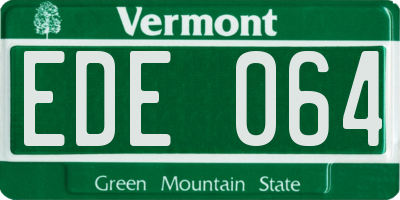 VT license plate EDE064