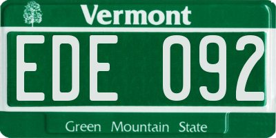 VT license plate EDE092