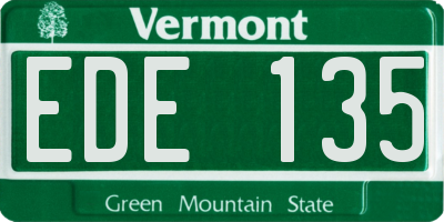 VT license plate EDE135