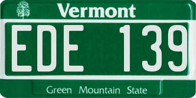 VT license plate EDE139
