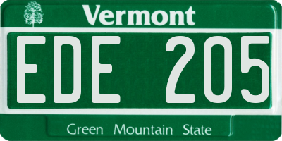VT license plate EDE205