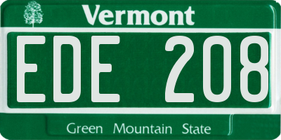 VT license plate EDE208