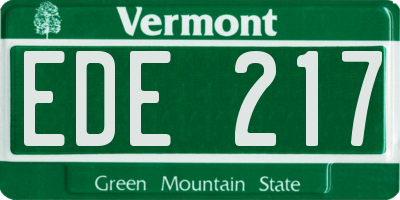 VT license plate EDE217