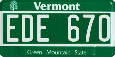 VT license plate EDE670
