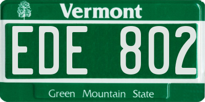 VT license plate EDE802