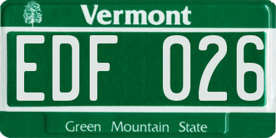VT license plate EDF026
