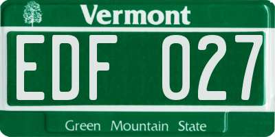 VT license plate EDF027