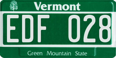 VT license plate EDF028