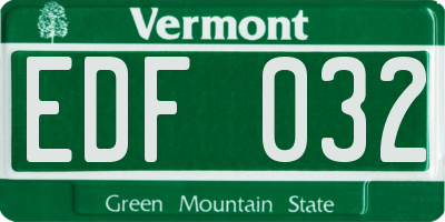 VT license plate EDF032