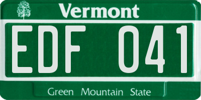 VT license plate EDF041