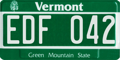 VT license plate EDF042