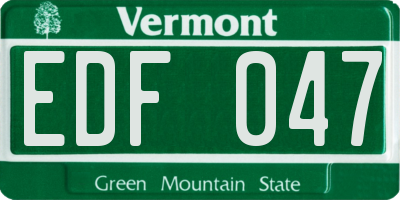 VT license plate EDF047