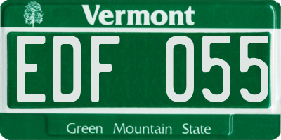 VT license plate EDF055