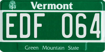 VT license plate EDF064