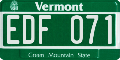 VT license plate EDF071