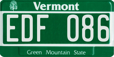 VT license plate EDF086