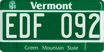 VT license plate EDF092