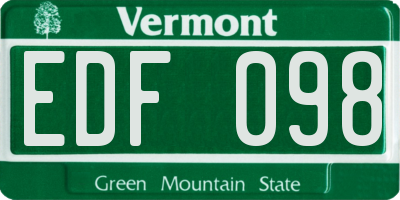 VT license plate EDF098