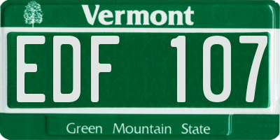 VT license plate EDF107