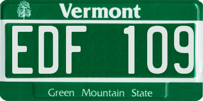 VT license plate EDF109