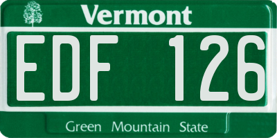 VT license plate EDF126