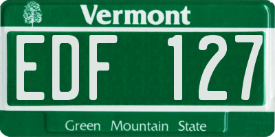 VT license plate EDF127