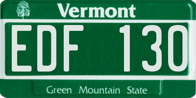 VT license plate EDF130