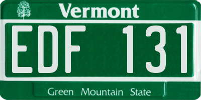 VT license plate EDF131
