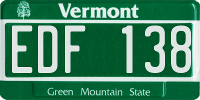 VT license plate EDF138