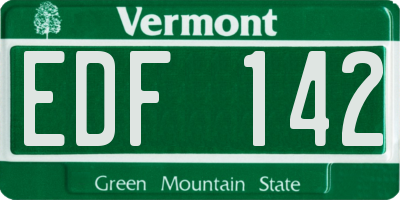 VT license plate EDF142