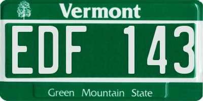 VT license plate EDF143