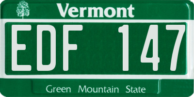 VT license plate EDF147