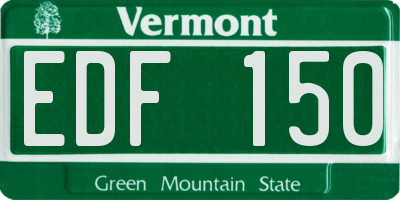 VT license plate EDF150