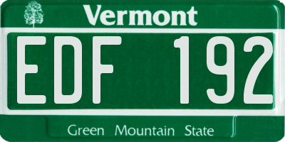 VT license plate EDF192