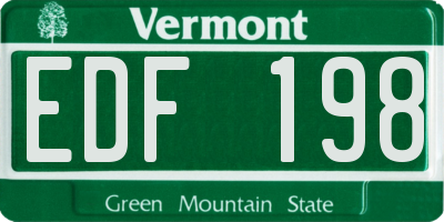 VT license plate EDF198