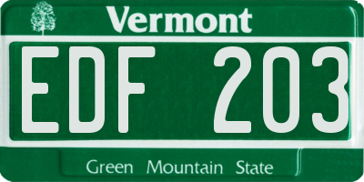 VT license plate EDF203