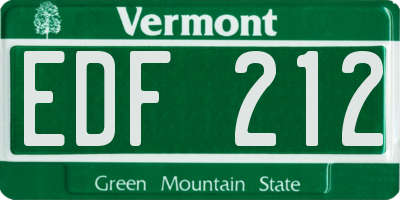 VT license plate EDF212