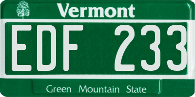 VT license plate EDF233