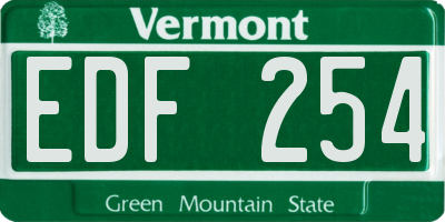 VT license plate EDF254