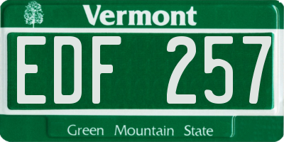 VT license plate EDF257