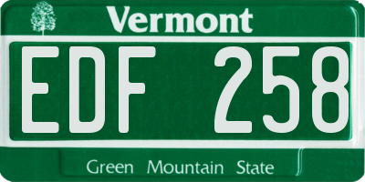VT license plate EDF258
