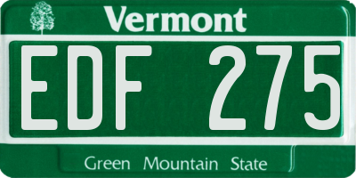 VT license plate EDF275