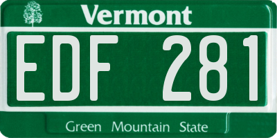 VT license plate EDF281