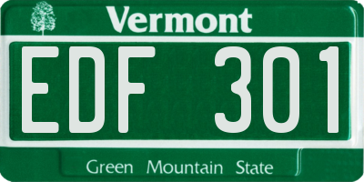 VT license plate EDF301