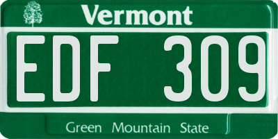 VT license plate EDF309